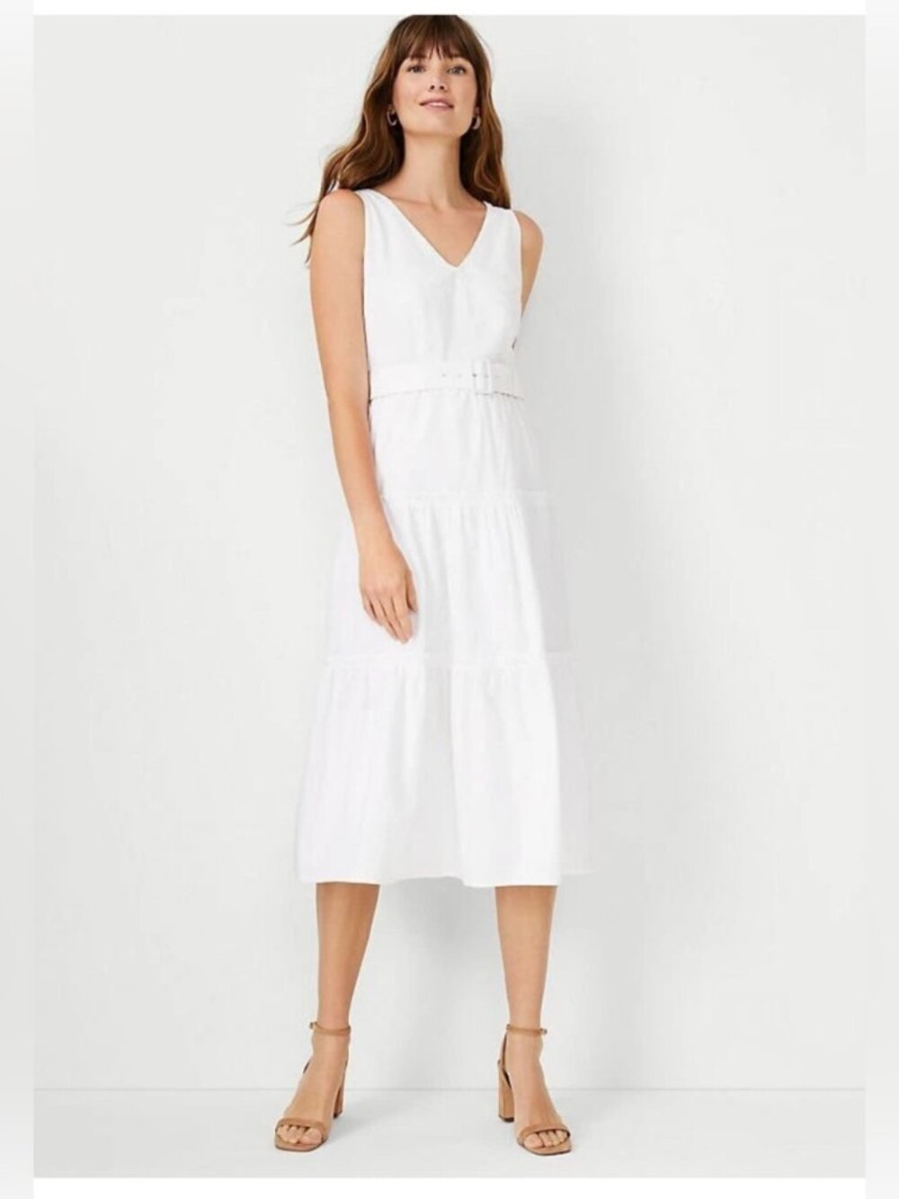 ANN TAYLOR | 16 | V-Neck Flare Maxi Cotton Dress - Picture 5 of 15